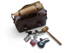A vintage leather railway satchel/messenger bag, t