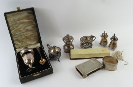 A collection of mixed silverwares, including a chr