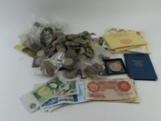 A collection of coinage and notes, largely 20th ce
