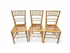 A set of three early 20th Century painted bamboo c