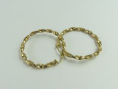 A pair of large 9ct gold twisted hoop earrings, 3.