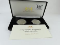 George V and George VI Silver Crown Set, two coins
