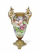 A Victorian painted glass and gilt mounted two han
