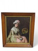 19th Century English School - Woman shelling peas,