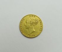 An 1853 young head, shield back half sovereign, 4g gros