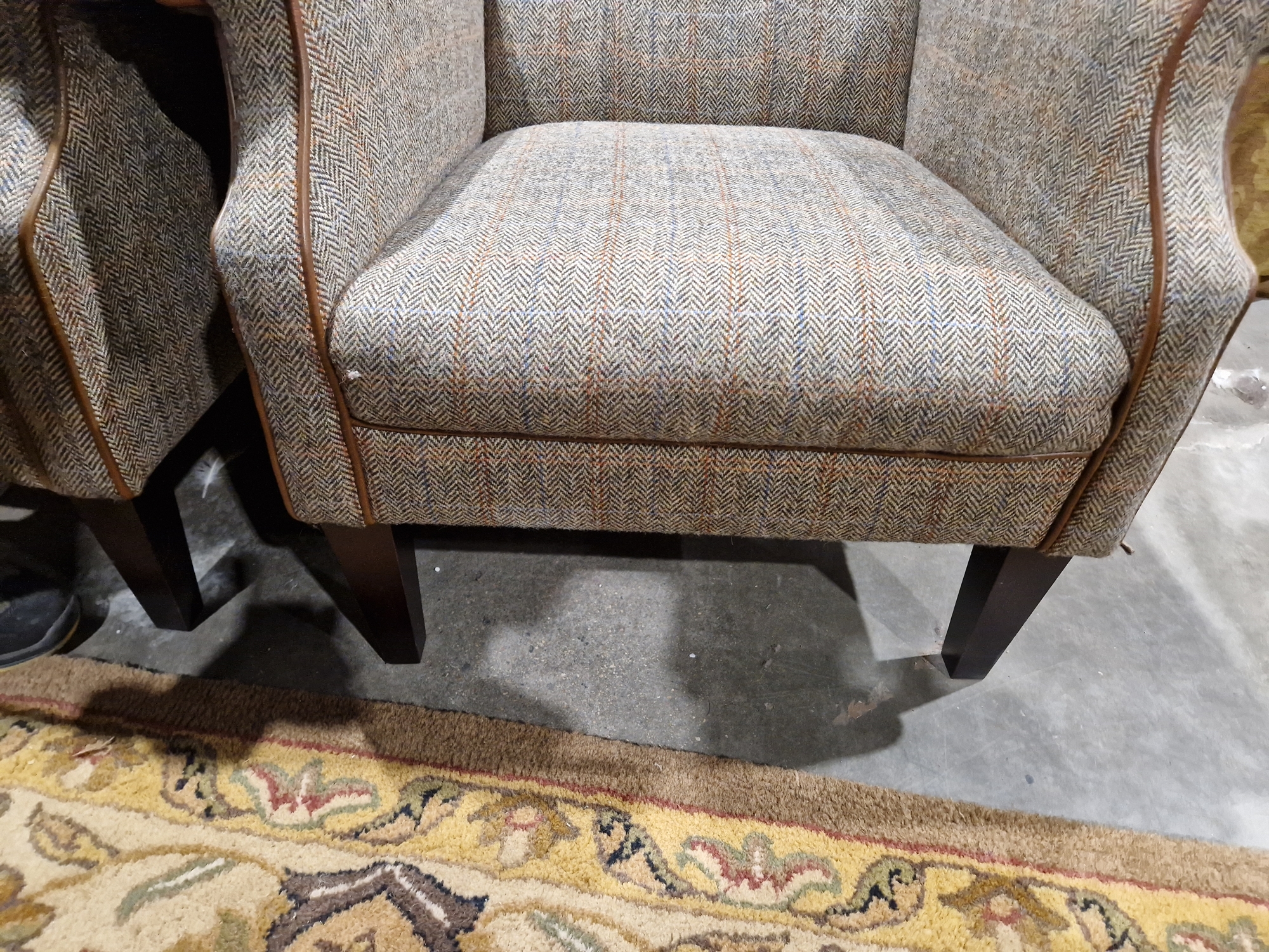 Pair of modern John Lewis buttonback upholstered armchairs, each upholstered in herringbone- - Image 10 of 23