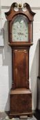 Georgian eight-day longcase clock, the oak and mahogany case flanked by quarter round fluted