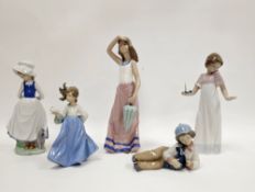 Five Nao porcelain figures, various printed and impressed marks, comprising a tall figure of a