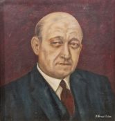 M Neville Elson (20th century) Oil on canvas Portrait of a gentleman wearing suit and tie, signed