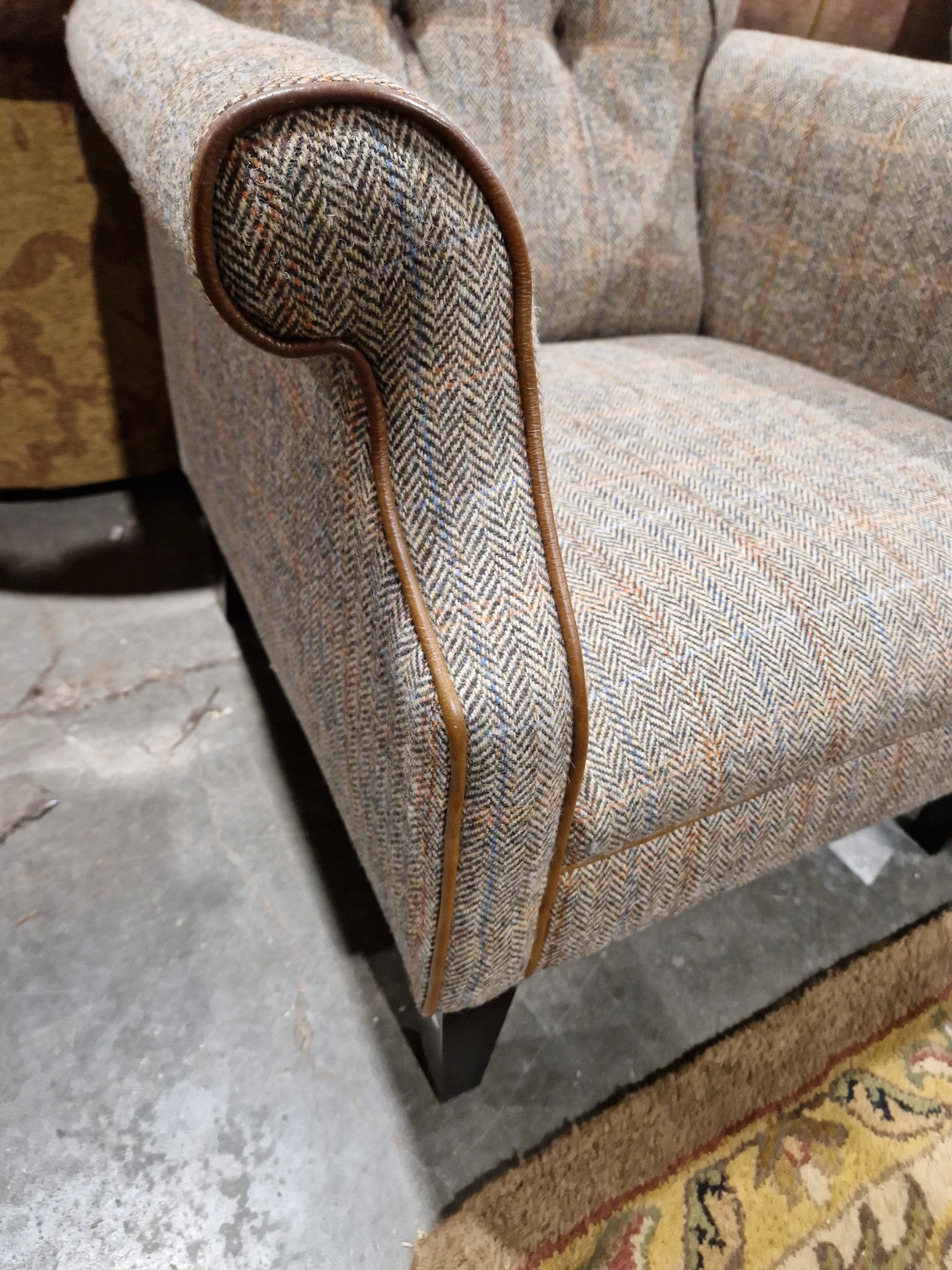 Pair of modern John Lewis buttonback upholstered armchairs, each upholstered in herringbone- - Image 17 of 23