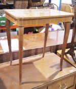 Italian Sorrentoware musical occasional table with inlaid scene to lid of horses and chariots,