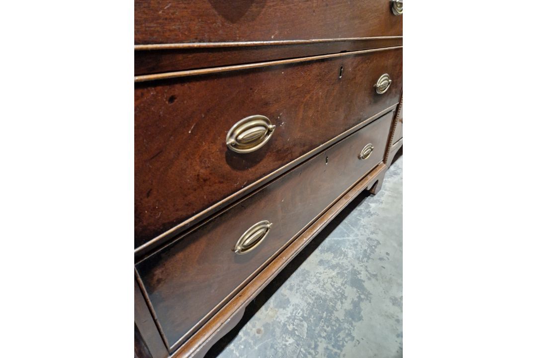 19th century mahogany chest of two short over three long drawers, each with brass handles, raised on - Image 14 of 23