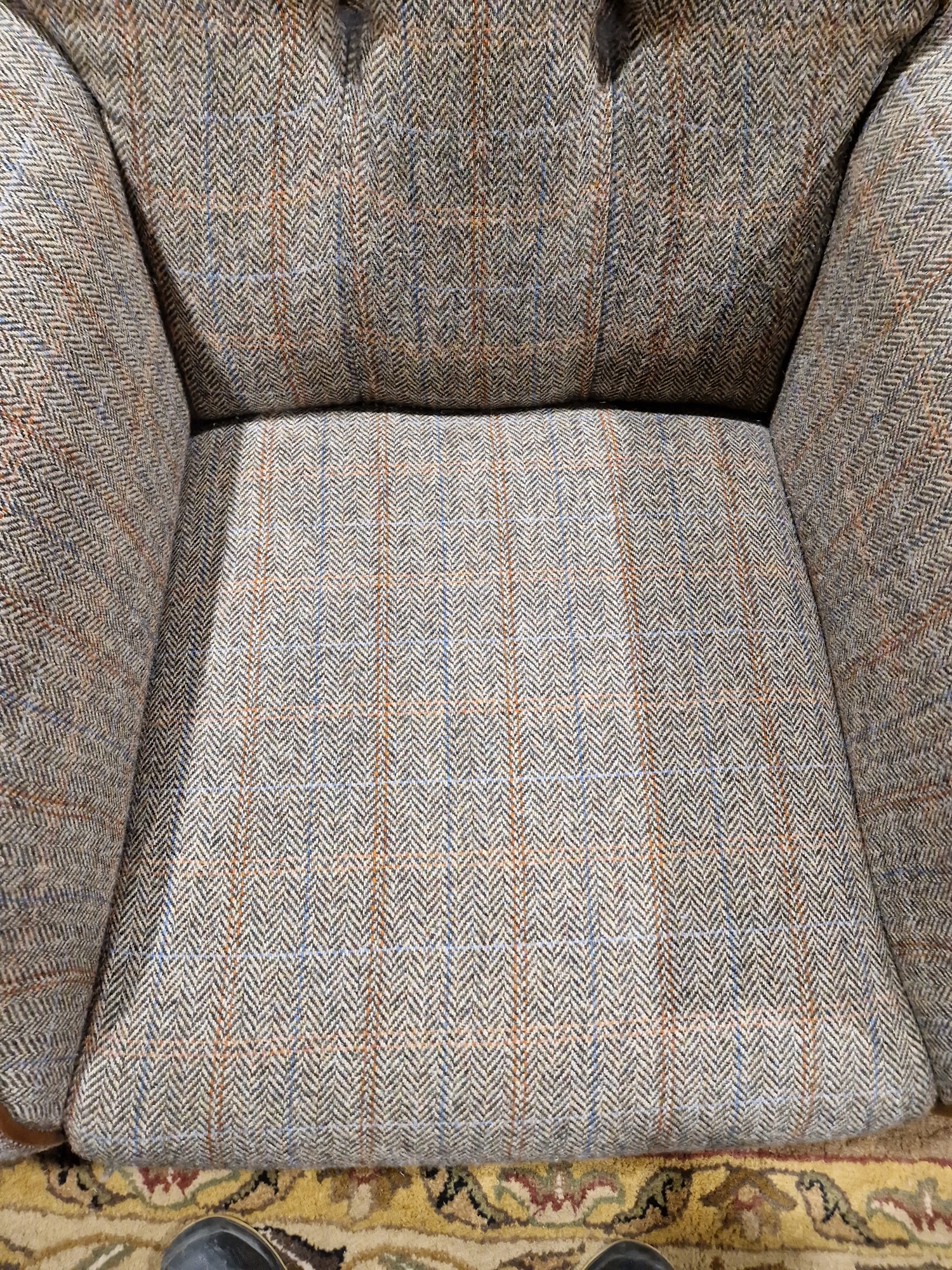 Pair of modern John Lewis buttonback upholstered armchairs, each upholstered in herringbone- - Image 5 of 23