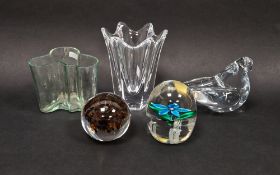 Alvar Aalto for Iittala Savoy vase, etched marks, dated 1998, an Orrefors flared thick walled