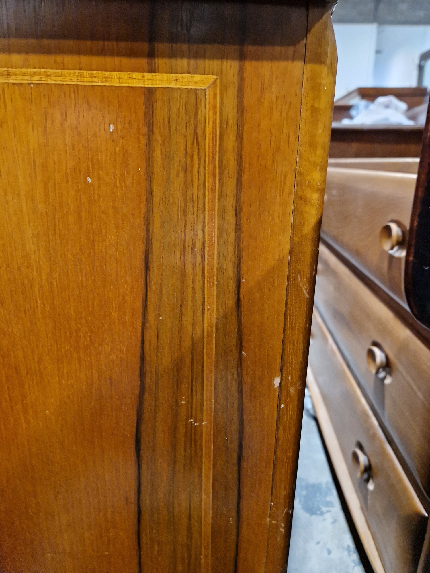 Reproduction marquetry inlaid bureau, the fall-front enclosing two fitted drawers and pigeonholes - Image 28 of 34