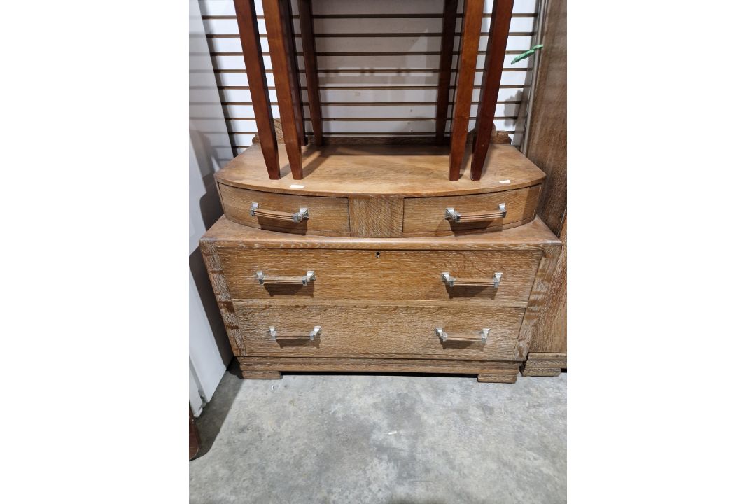 Early to mid-20th century Maple and Co limed oak two-door wardrobe of Art Deco-style, 186cm high x - Image 14 of 18