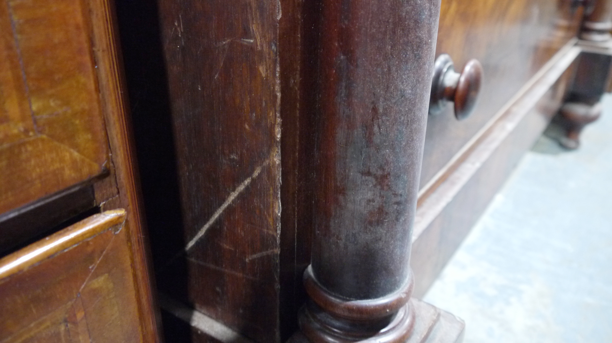 Victorian mahogany chest of drawers having a concealed frieze drawer, over three short and  three - Image 6 of 61