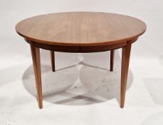 Mid-century Scandinavian teak circular extending dining table (no leaf), probably by Johannes