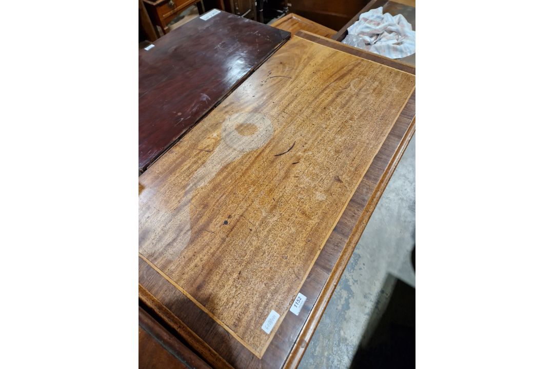 19th century mahogany chest of two short over three long drawers, each with brass handles, raised on - Image 2 of 23