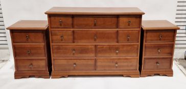 Modern wooden veneered chest of drawers having 10 drawers of various sizes, 93cm high x 126cm wide x