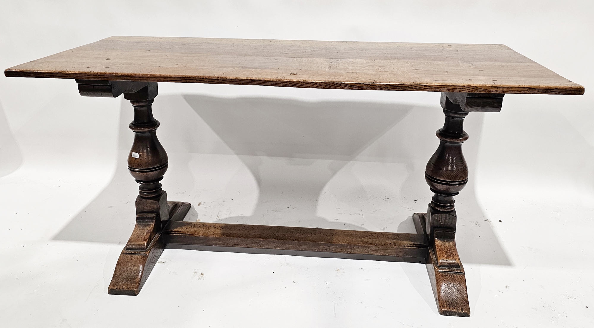 Oak refectory table of rectangular form, 74cm high x 153cm wide x 68cm deep