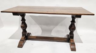 Oak refectory table of rectangular form, 74cm high x 153cm wide x 68cm deep
