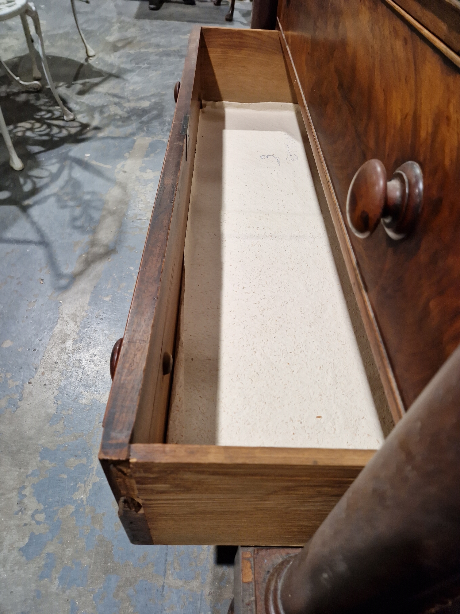 Victorian mahogany chest of drawers having a concealed frieze drawer, over three short and  three - Image 55 of 61