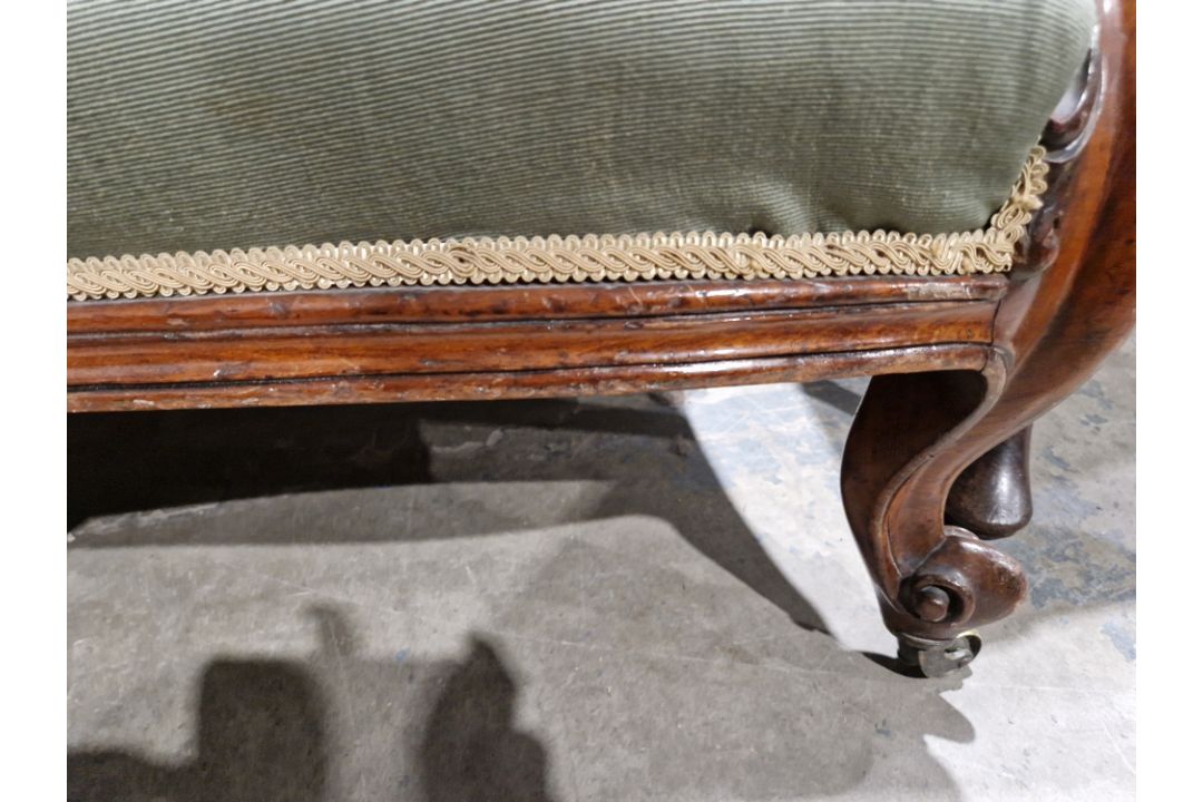 Victorian mahogany-framed parlour sofa, with scroll button back and foliate carved frame, - Image 10 of 29
