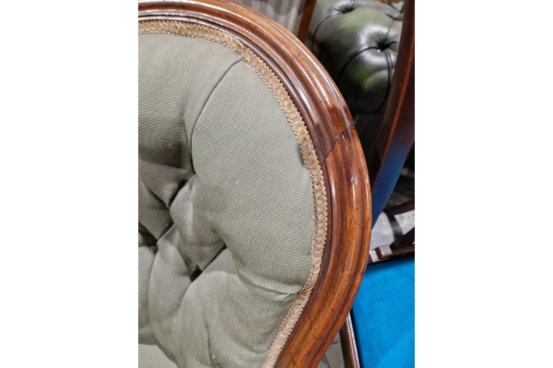 Victorian mahogany-framed parlour sofa, with scroll button back and foliate carved frame, - Image 5 of 29