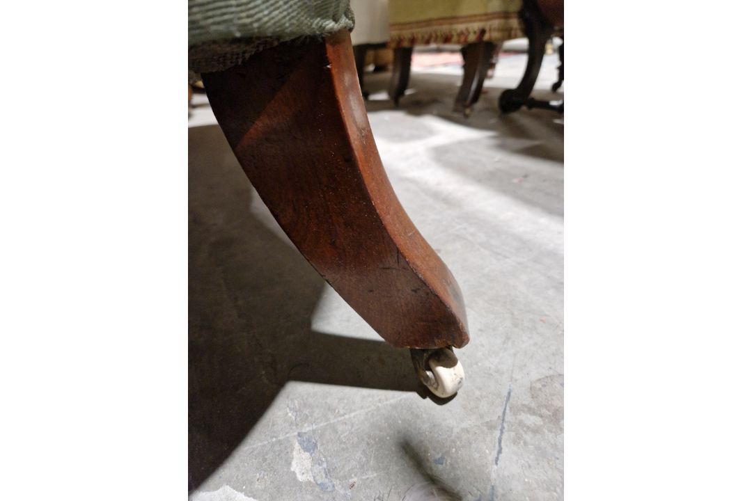 Victorian mahogany-framed parlour sofa, with scroll button back and foliate carved frame, - Image 28 of 29