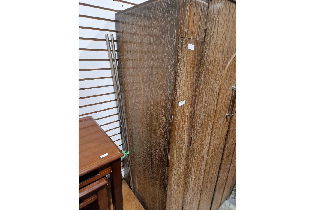 Early to mid-20th century Maple and Co limed oak two-door wardrobe of Art Deco-style, 186cm high x - Image 7 of 18