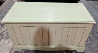 20th century painted pine storage trunk, 50cm high x 94cm wide x 45cm deep