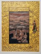 Four Indian miniature paintings, gouache and gilding on paper, depicting lovers, court discussions