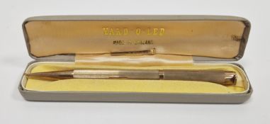 9ct gold Yard-O-Led propelling pencil, engine-turned (clip broken), cased