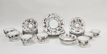 Crown Staffordshire bone china hunting scene pattern part breakfast service, printed green marks,