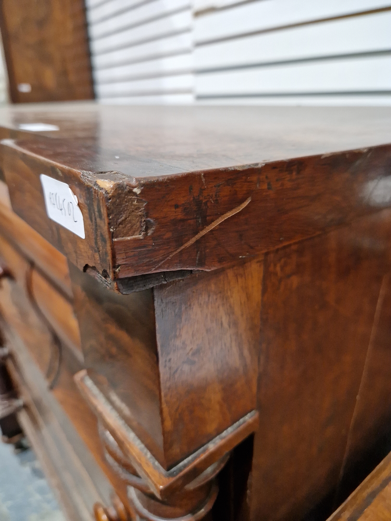 Victorian mahogany chest of drawers having a concealed frieze drawer, over three short and  three - Image 35 of 61