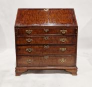 Georgian mahogany bureau, the fall front opening to reveal a blue gilt leather inset top and an