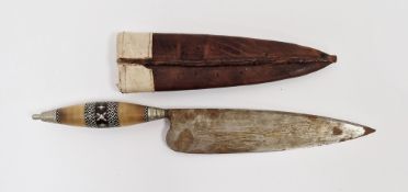 Canary Islands banana pruning knife with original sheath, the handle consisting of sheep or goat's