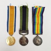 Group of three WWI medals awarded to Pte B Madden for Queens Regiment, 202249 comprising a George