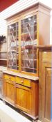 Victorian mahogany astragal-glazed library bookcase,  the top section having two glazed doors
