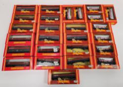 Quantity of boxed Hornby 00 gauge goods wagons to include 7 X R235 45 Ton G.LW. open wagon, 6 X R247
