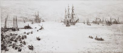 After William Lionel Wyllie (1851-1931) Drypoint etching 'The Bay of Naples', signed lower left,