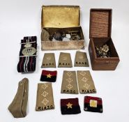 Post WWII British Army Royal Corps Transport stable belt, assorted British Army officers pip