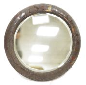 Edwardian circular carved wooden mirror frame, carved and painted with 18th century-style figures of