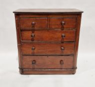 Victorian mahogany chest of two short over three long drawers, each with turned wooden handles,