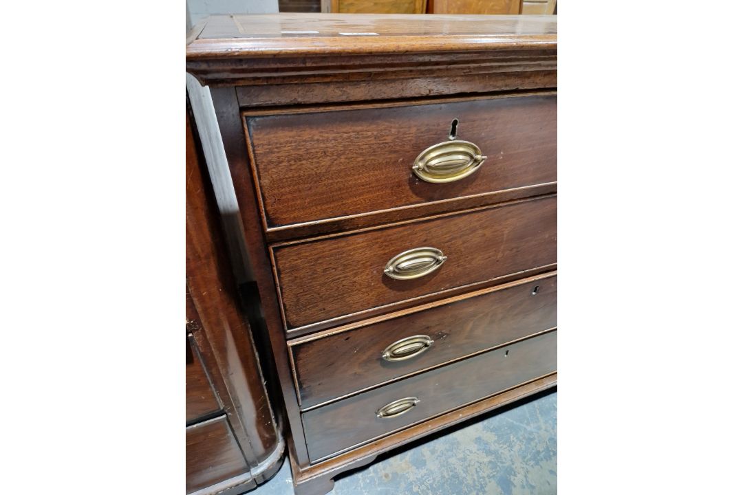 19th century mahogany chest of two short over three long drawers, each with brass handles, raised on - Image 10 of 23