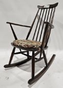 Mid-century Ercol rocking chair with spindle back, 85cm high