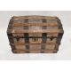 Late 19th/early 20th century tooled leather, oak and iron-banded travelling trunk, of domed form, - Image 2 of 2