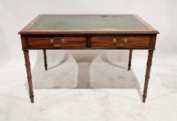 Late 19th/early 20th century mahogany desk with tooled leather insert to the top and having two