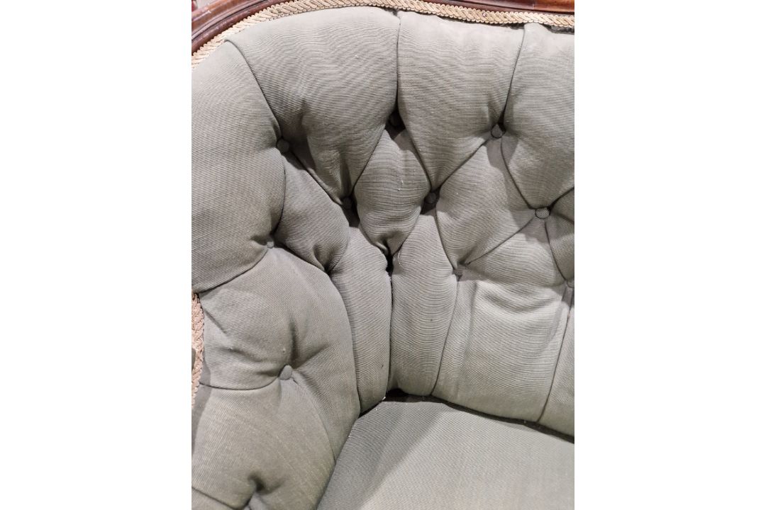 Victorian mahogany-framed parlour sofa, with scroll button back and foliate carved frame, - Image 15 of 29